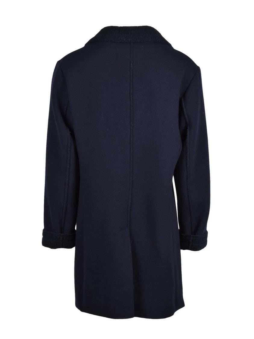 Daniele Alessandrini Blue Wool-Blend Double-Breasted Coat