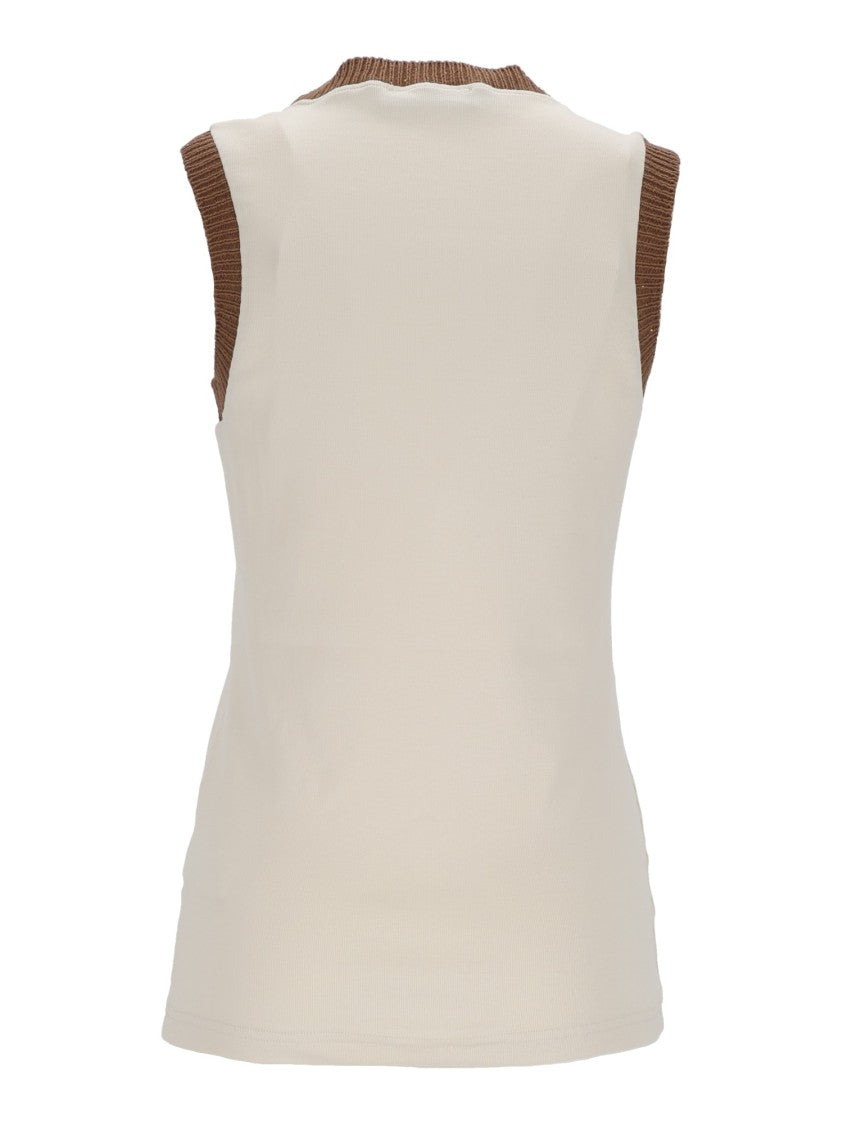 Fabiana Filippi Neutrals Ribbed Cotton Tank Top