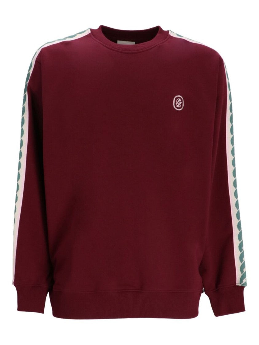 Drôle De Monsieur Burgundy Cotton Sweatshirt With Logo And Sleeve Tape Detail