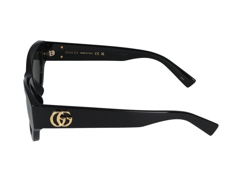 Gucci Black Gold-Tone Logos Oversized Square Sunglasses