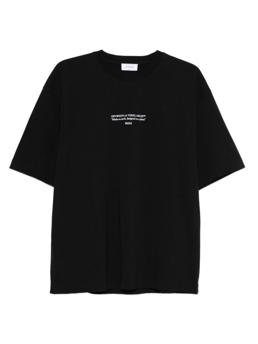 Off-White Plain Black T-Shirt With Classic Crew Neckline