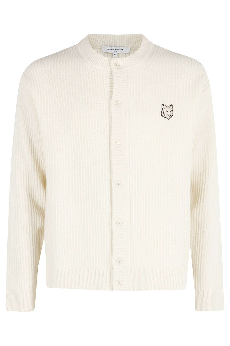 Maison Kitsuné Fox Head Wool Ribbed Cardigan