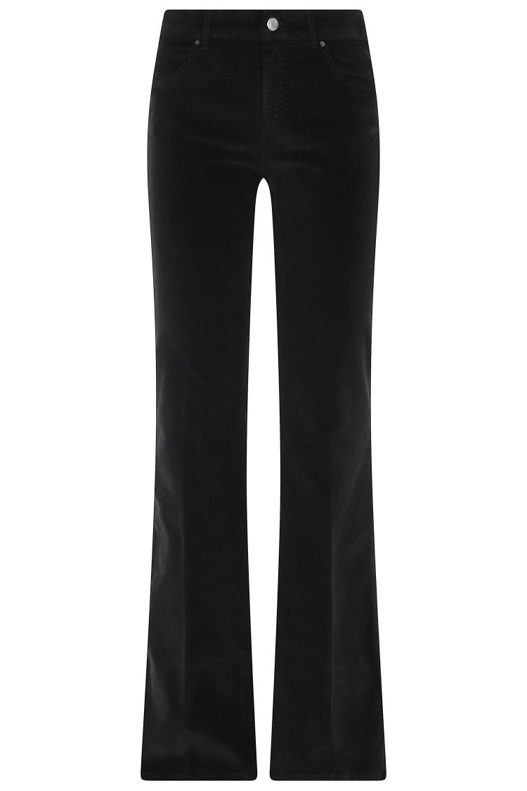 Cigala`S Black Straight-Leg Velvet Cotton-Blend Pants