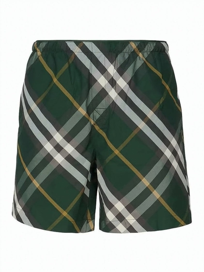 Burberry Classic Check Pattern Swim Shorts With Elastic Waistband