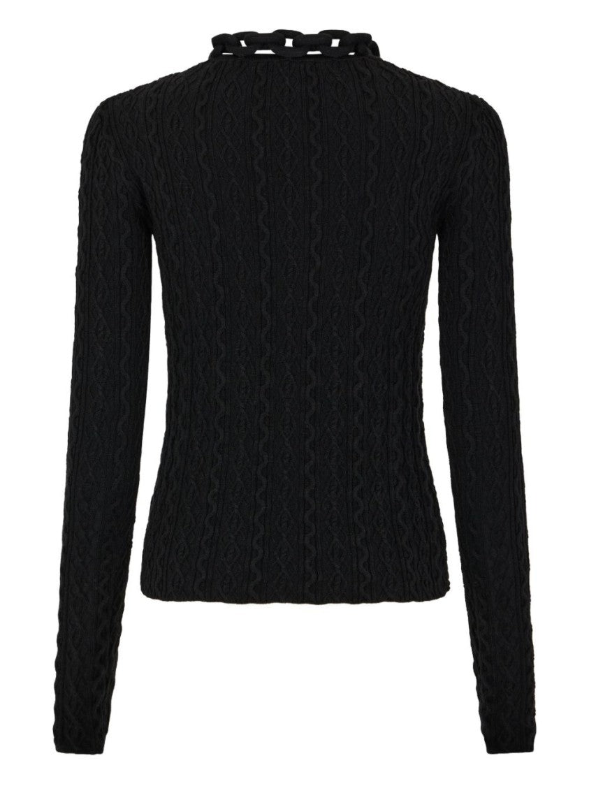 Rabanne Fitted Black Sweater With Oversized Chain Detail