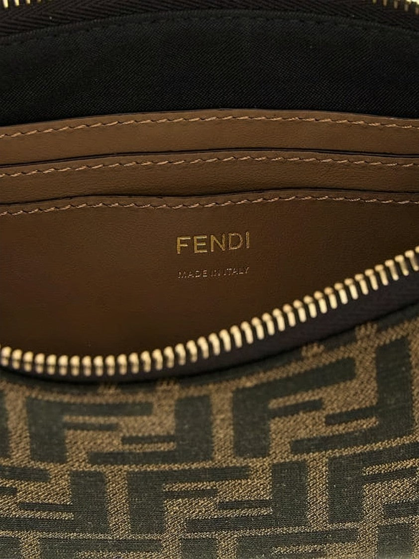 Fendi Monogram Patterned Clutch With Gold-Tone Chain Strap