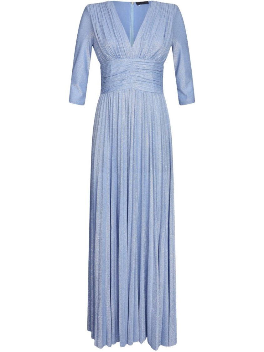 Liu Jo Light Blue V-Neck Maxi Dress