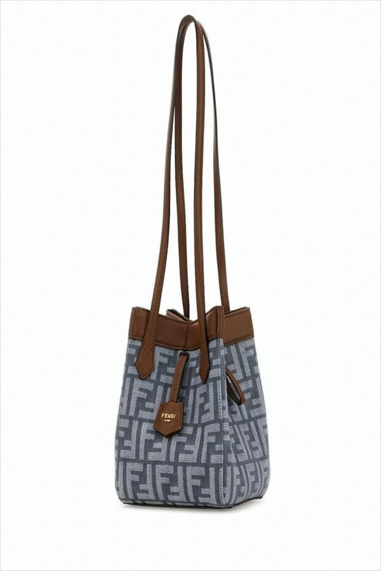 Fendi Geometric Monogram Crossbody Shoulder Bag With Calfskin Trims