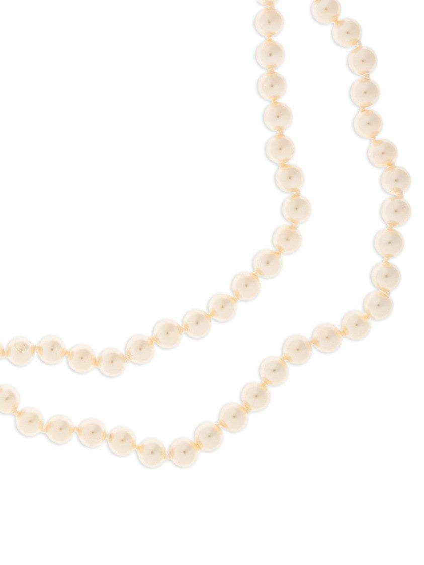 Vivienne Westwood Beige Faux Pearl Orb Plaque Bracelet