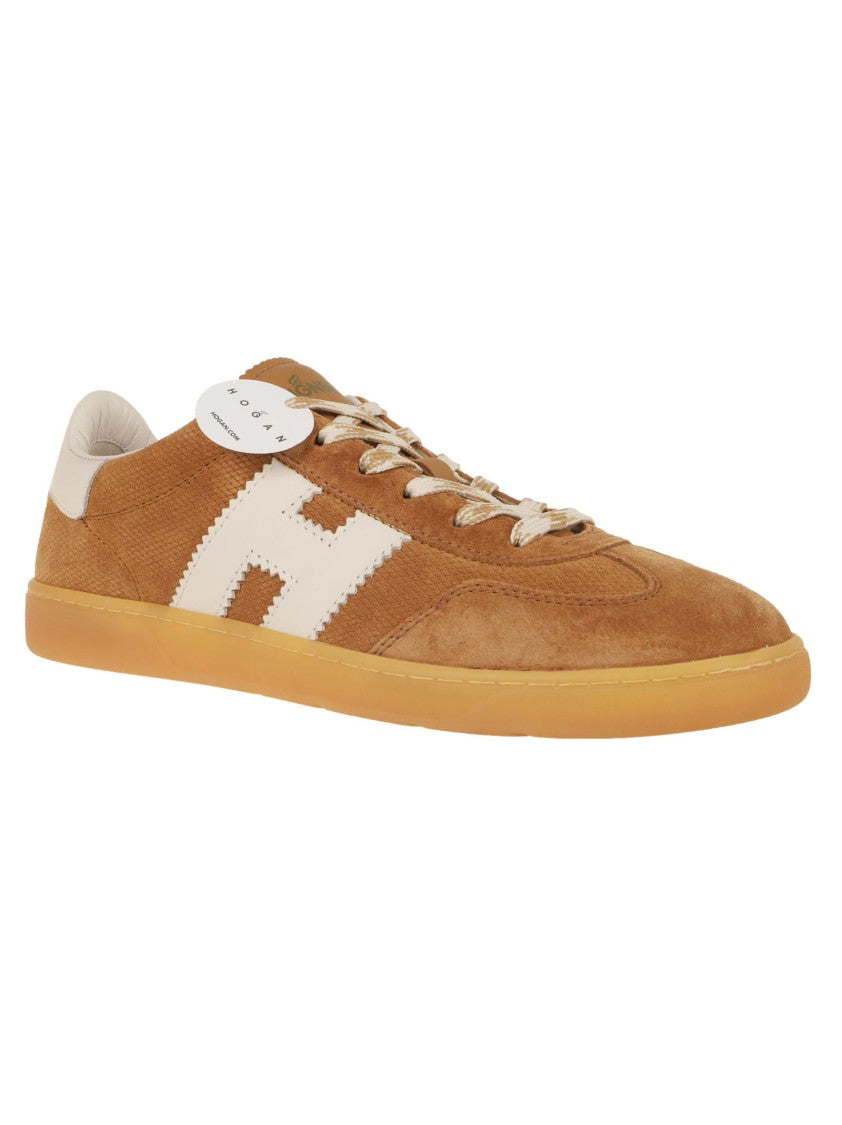 Hogan Brown Suede Low-Top Sneakers With Iconic Monogram