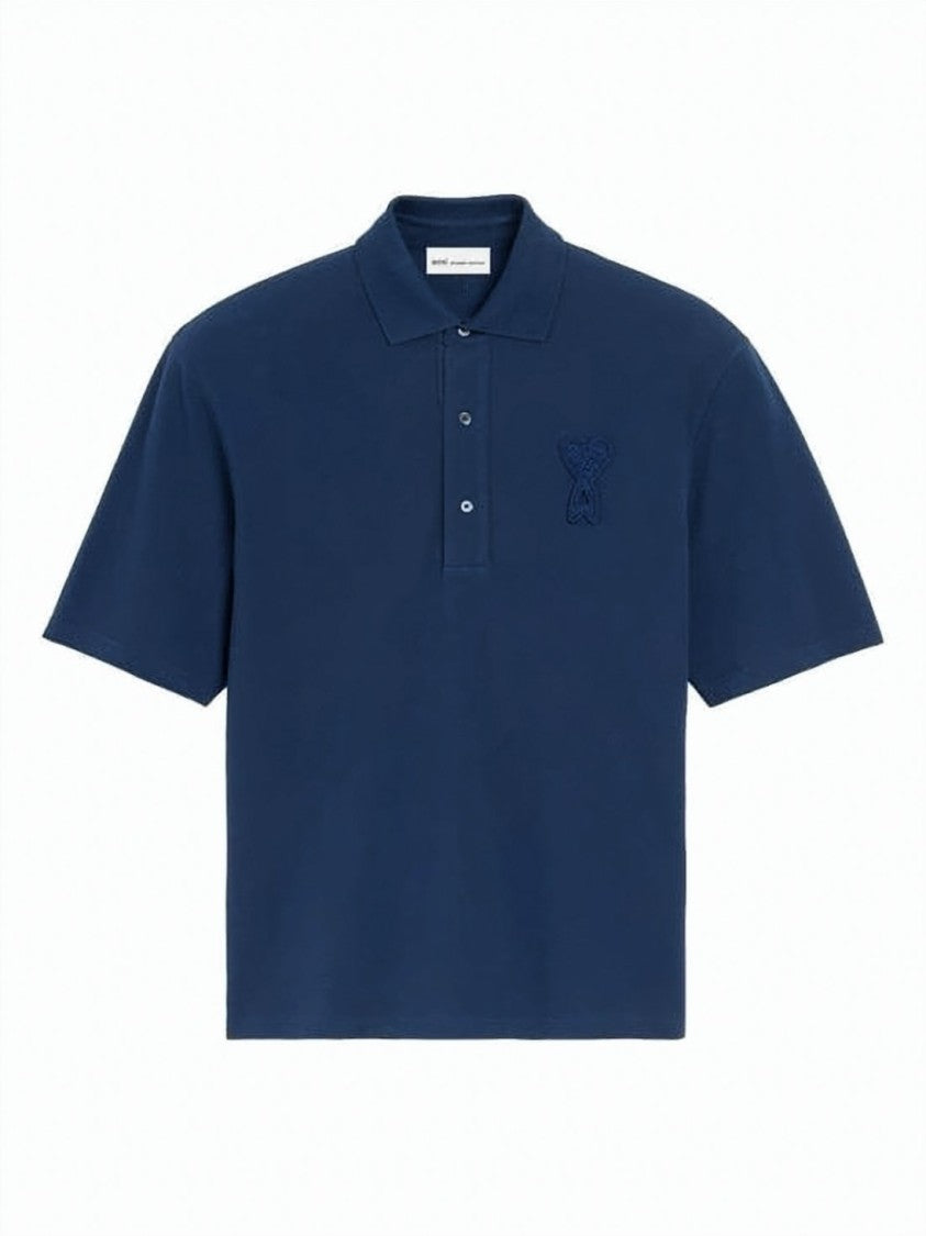 Ami Paris Navy Blue Polo Shirt