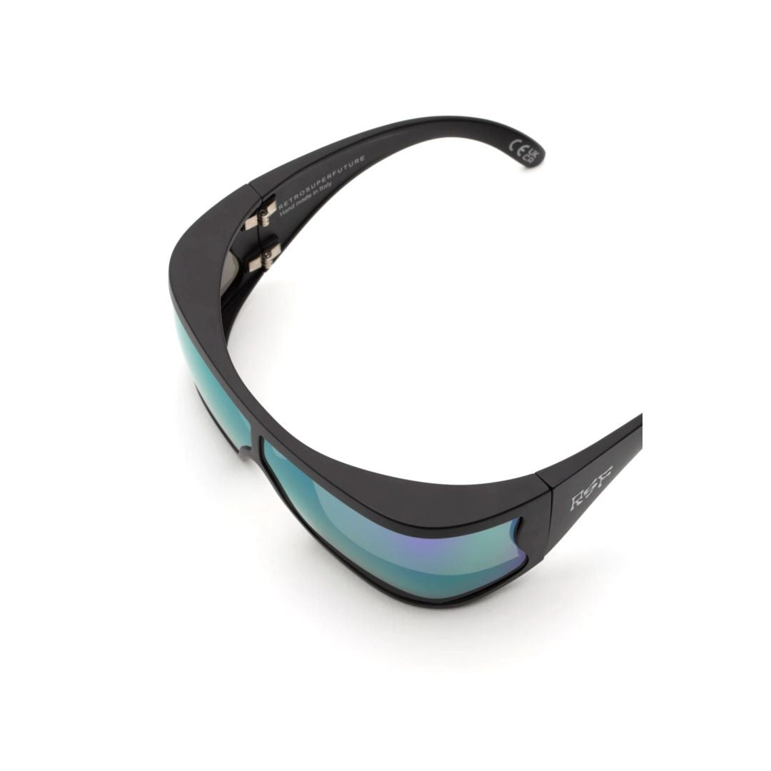 Retrosuperfuture Bones Obsidian Wraparound Sunglasses