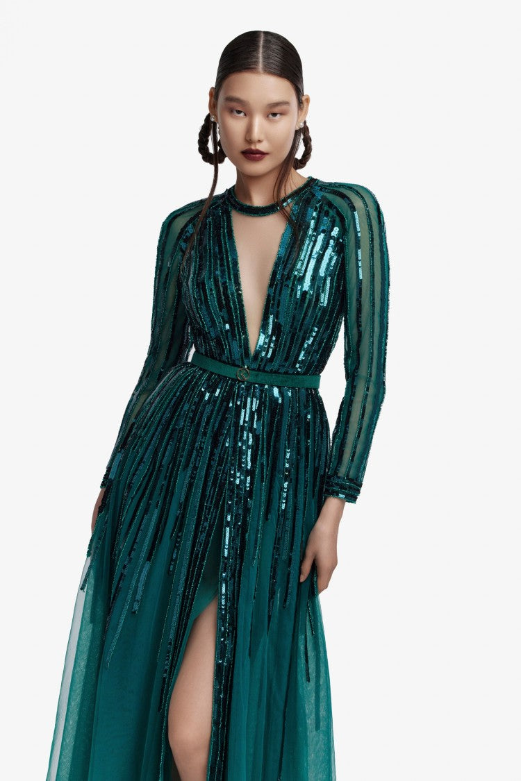 Saiid Kobeisy Sequin Long Dress