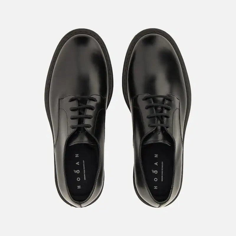 Hogan Polished Leather Rubber Sole Derby Shoes