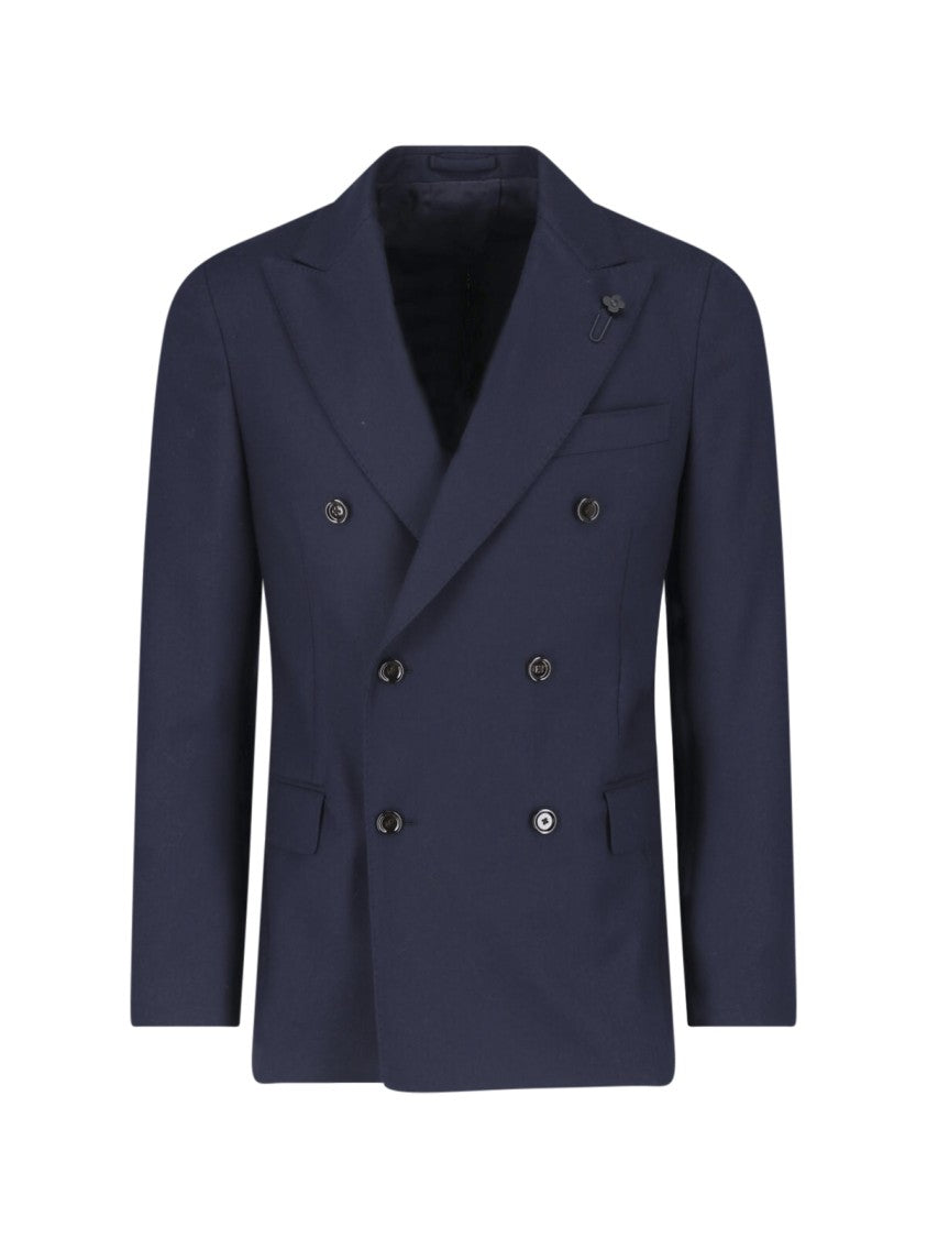 Lardini Tailored Double-Breasted Peak Lapels Blazer