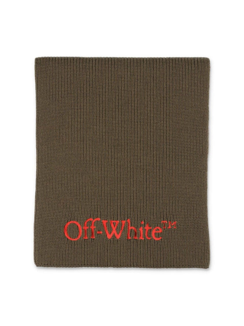 Off-White Bookish Logo Knit Wool Scarf