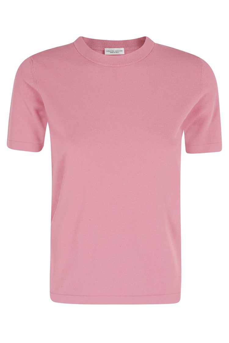 Roberto Collina Raspberry Round-Neck Ribbed-Trim Viscose T-Shirt