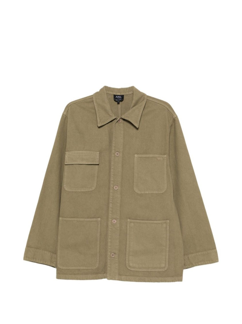A.P.C. Casual Olive Jacket In Organic Cotton