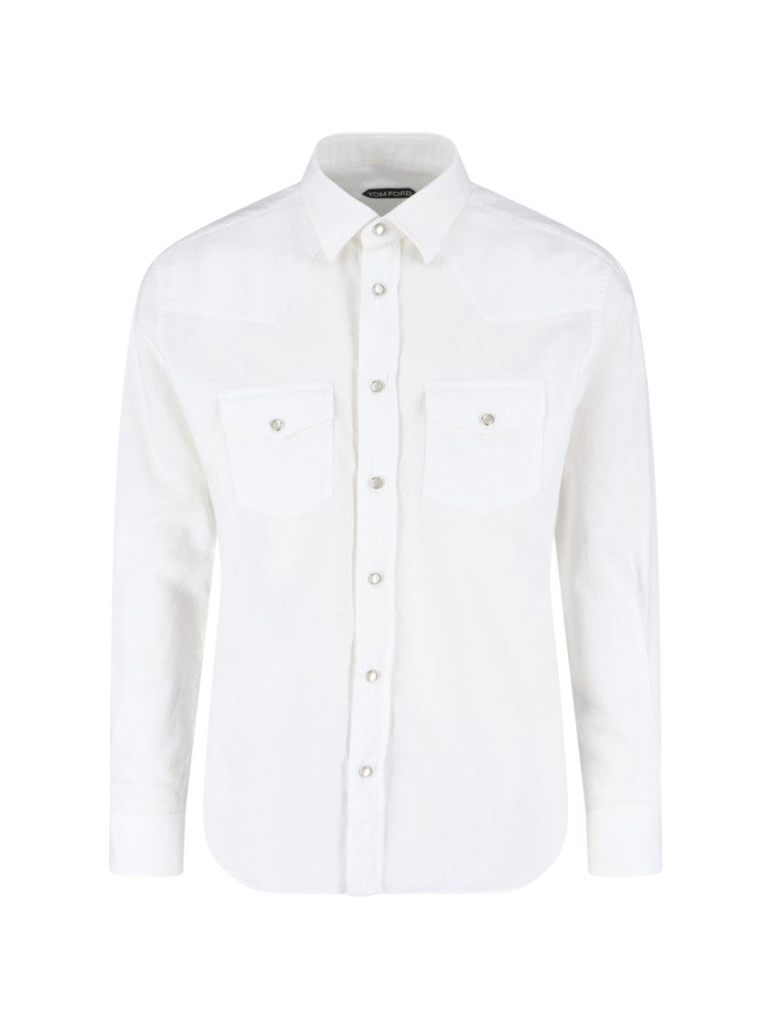 Tom Ford Structured White Shirt With Button-Down Front