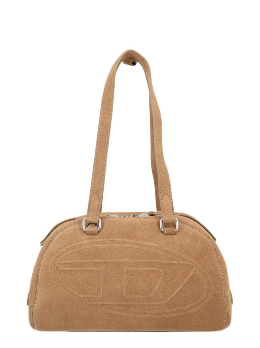 Diesel Tan Silver-Tone Hardware Suede Medium Handbag