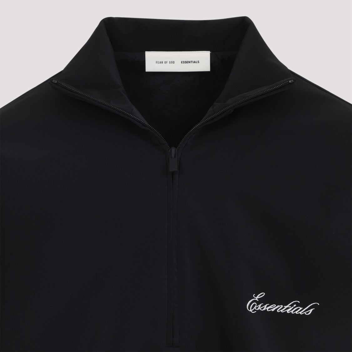 Fear Of God Jet Black Sporty Nylon Half Zip Sweatshirt