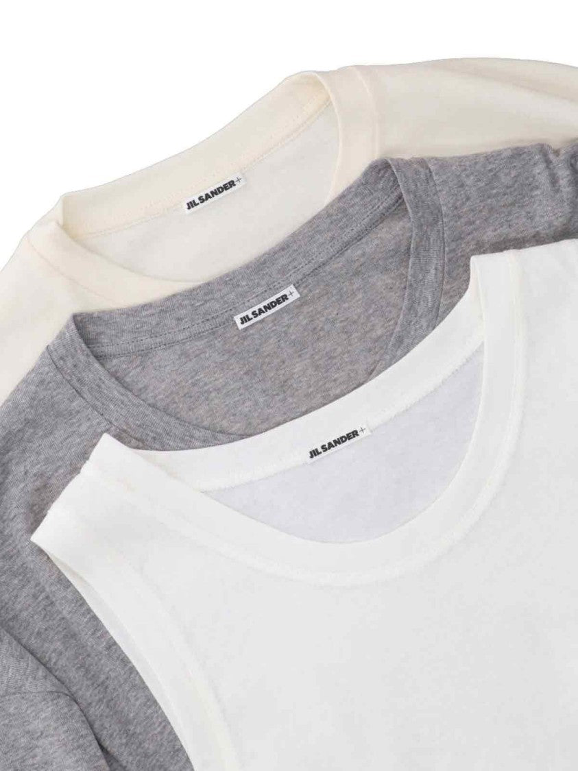 Jil Sander Cotton T-Shirt and Tank Top Set in Neutral Shades