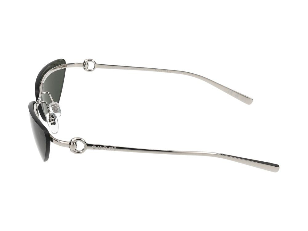 Gucci Silver Semi-Rimless Cat-Eye Metal Sunglasses