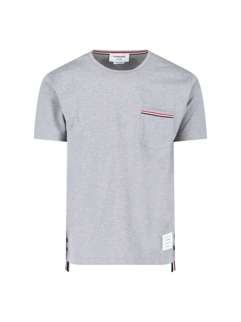Thom Browne Tricolor Detail T-Shirt – Grey