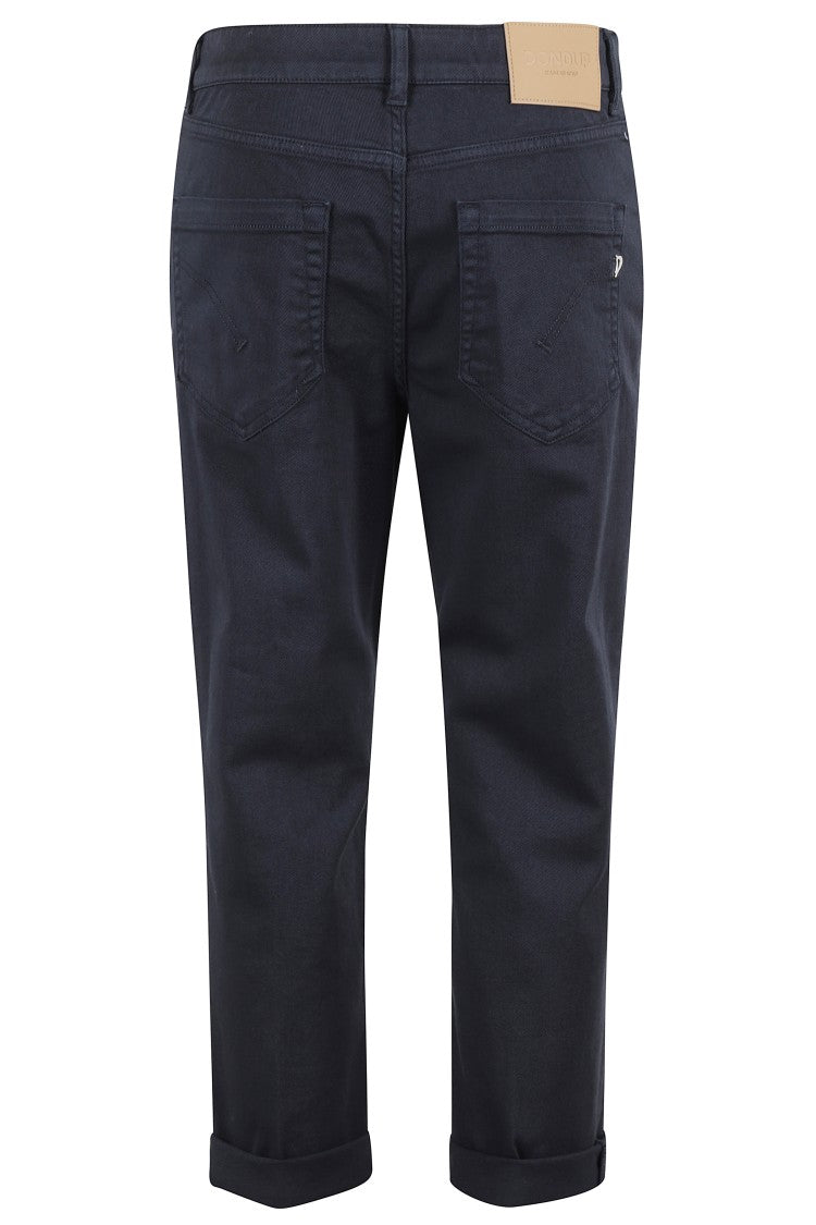Dondup Cropped Blue Denim Jeans With Jewel-Embellished Buttons