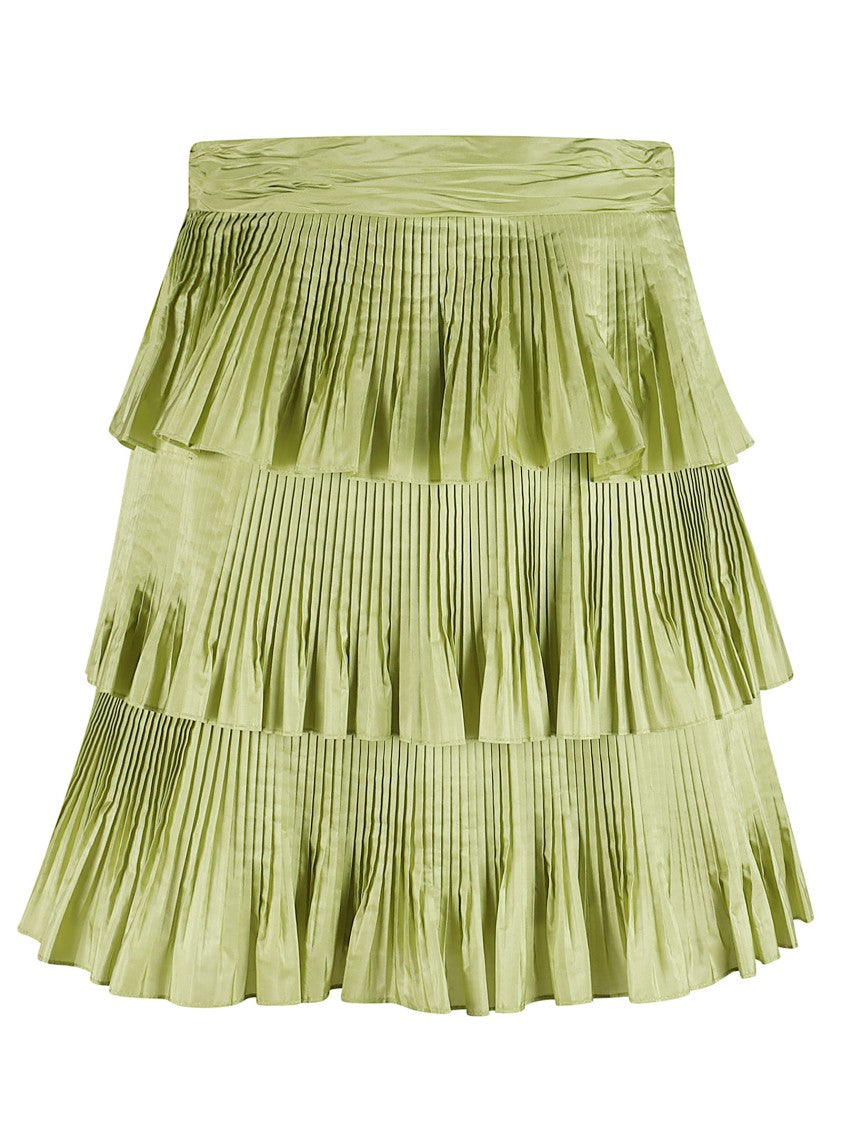 Valentino Garavani Wide Theatrical Silk Skirt With Pleated Detail