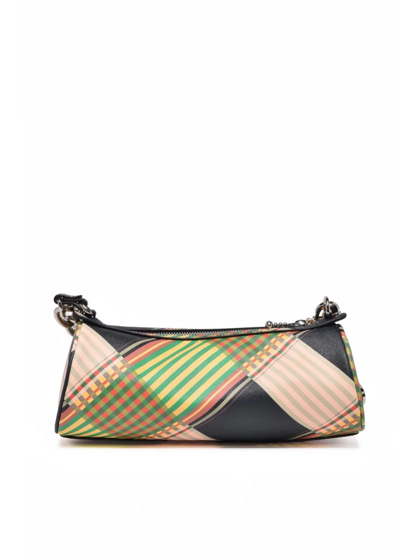 Vivienne Westwood Cylindrical Vivienne Westwood Shoulder Bag With Multicolor Plaid Pattern