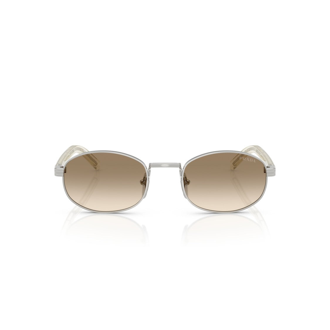 Prada 0Pr B53s Oval-Frame Silver Sunglasses