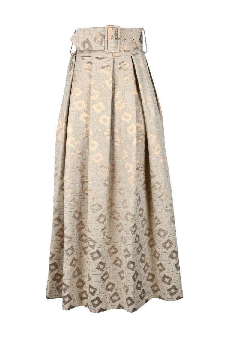 Nora Barth Pleated Maxi Skirt - Beige
