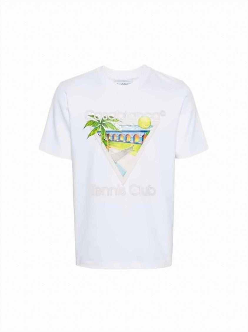 Casablanca Short-Sleeved Cotton T-Shirt With Graphic Print