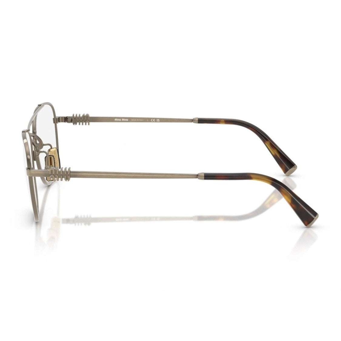 Miu Miu Old Gold 0Mu 51Wv Metal Pilot Sunglasses