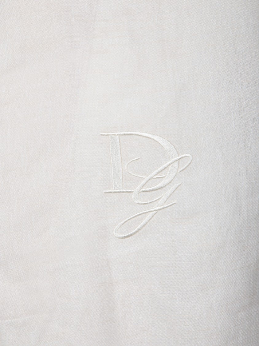 Dolce & Gabbana Embroidered Logo Shirt In Breathable Linen