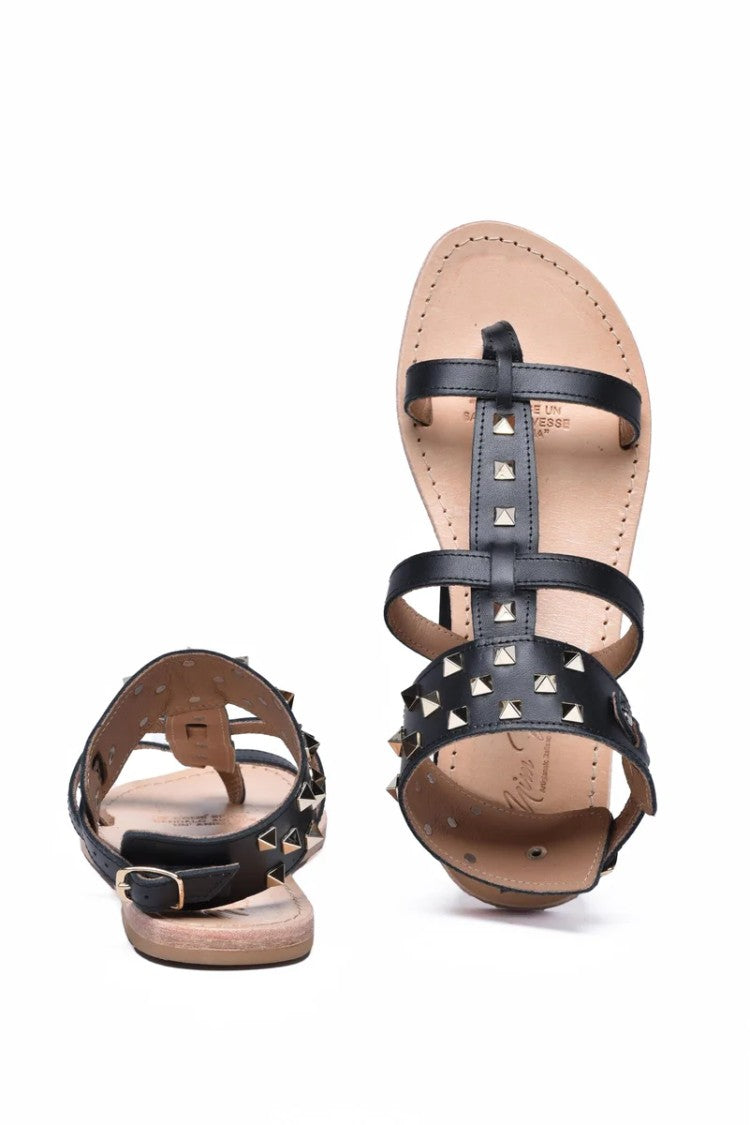 Mim Mar Black Leather Flip-Flop Sandal