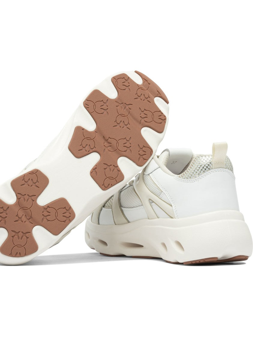 Pinko Leather-Mesh Slip-On Sneakers