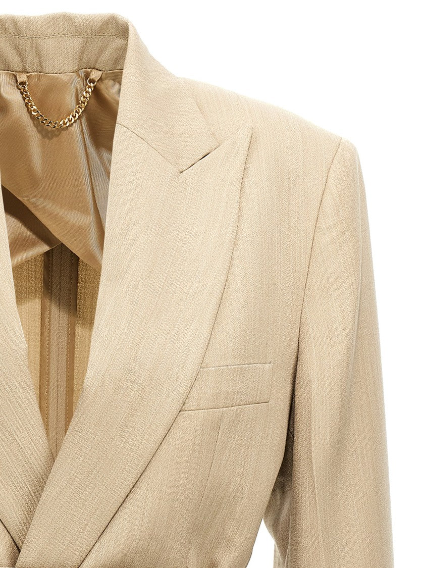Victoria Beckham Peak Lapel Wool Blazer With Removable Belt