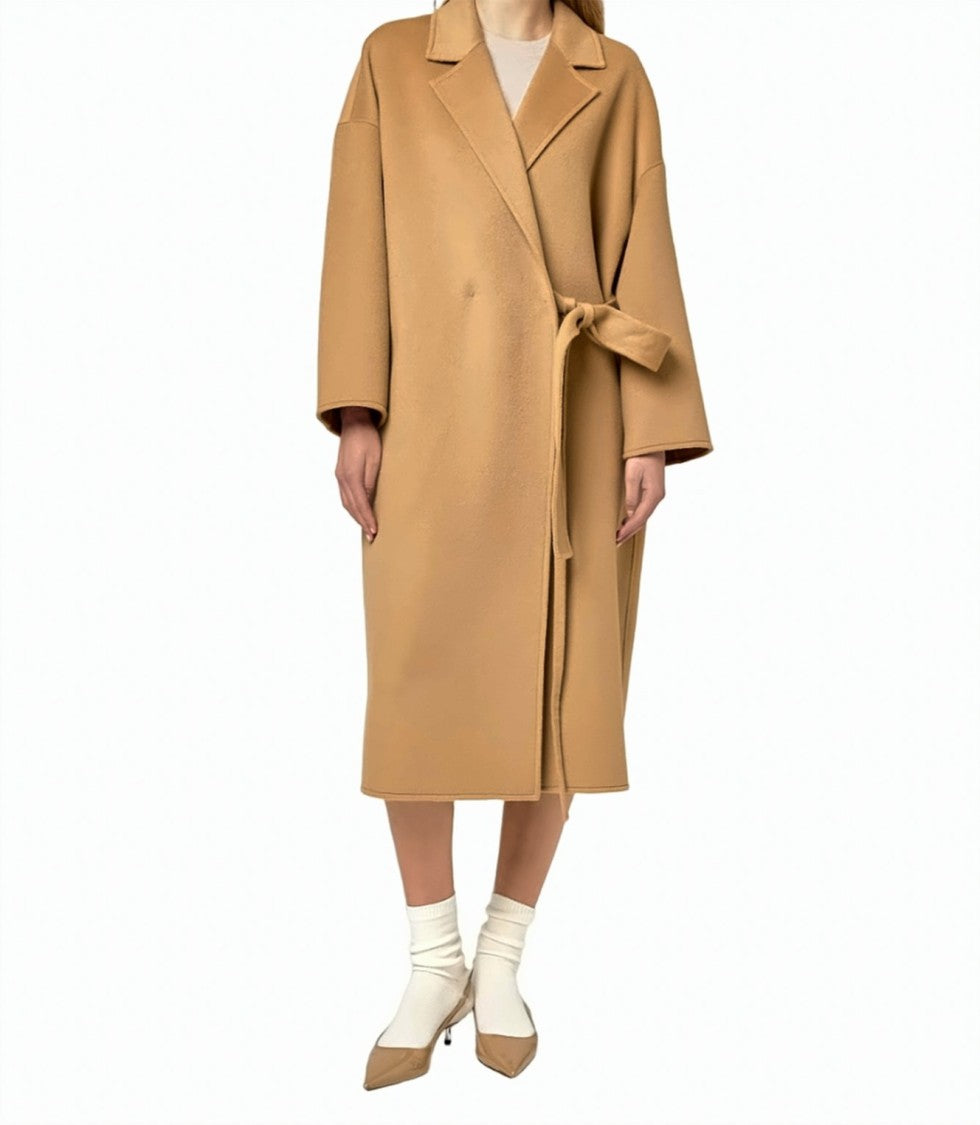 Alpha Studio Double-Breasted Wrap Wool Belted Coat