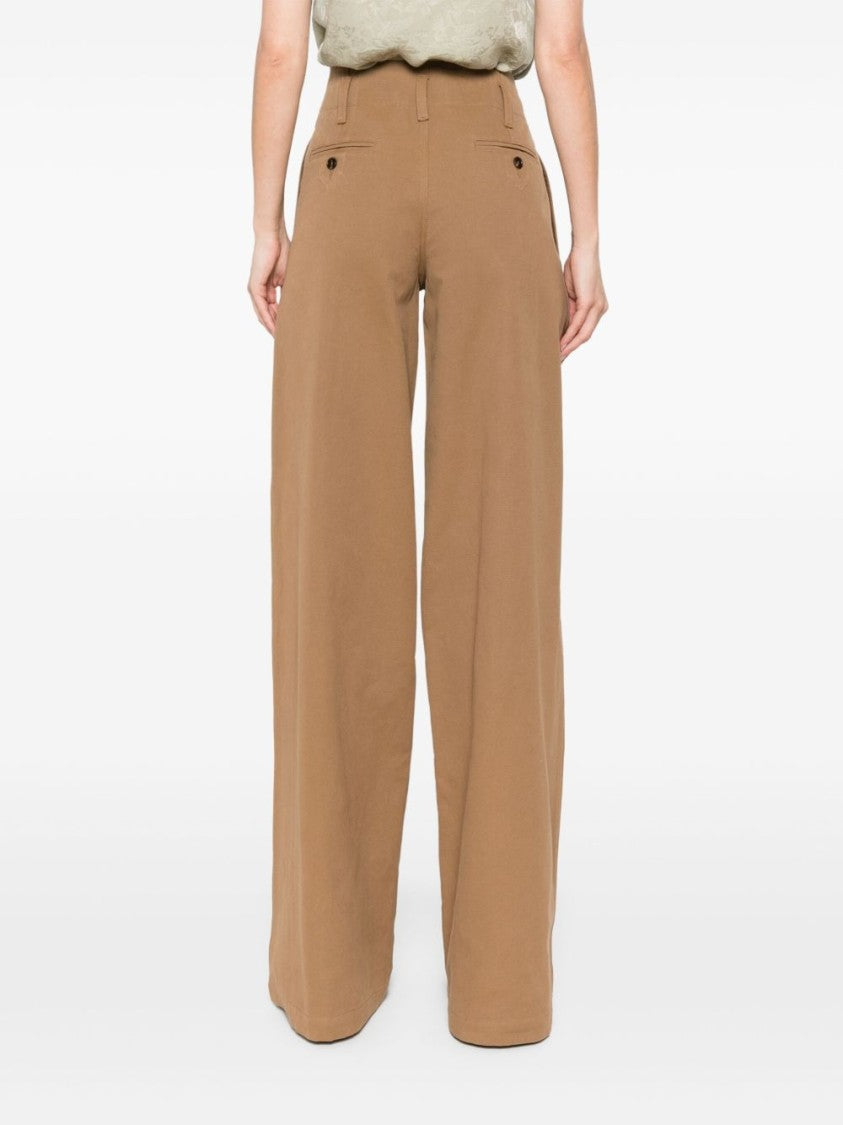 Chloé High-Rise Wide-Leg Pants In Cotton Canvas