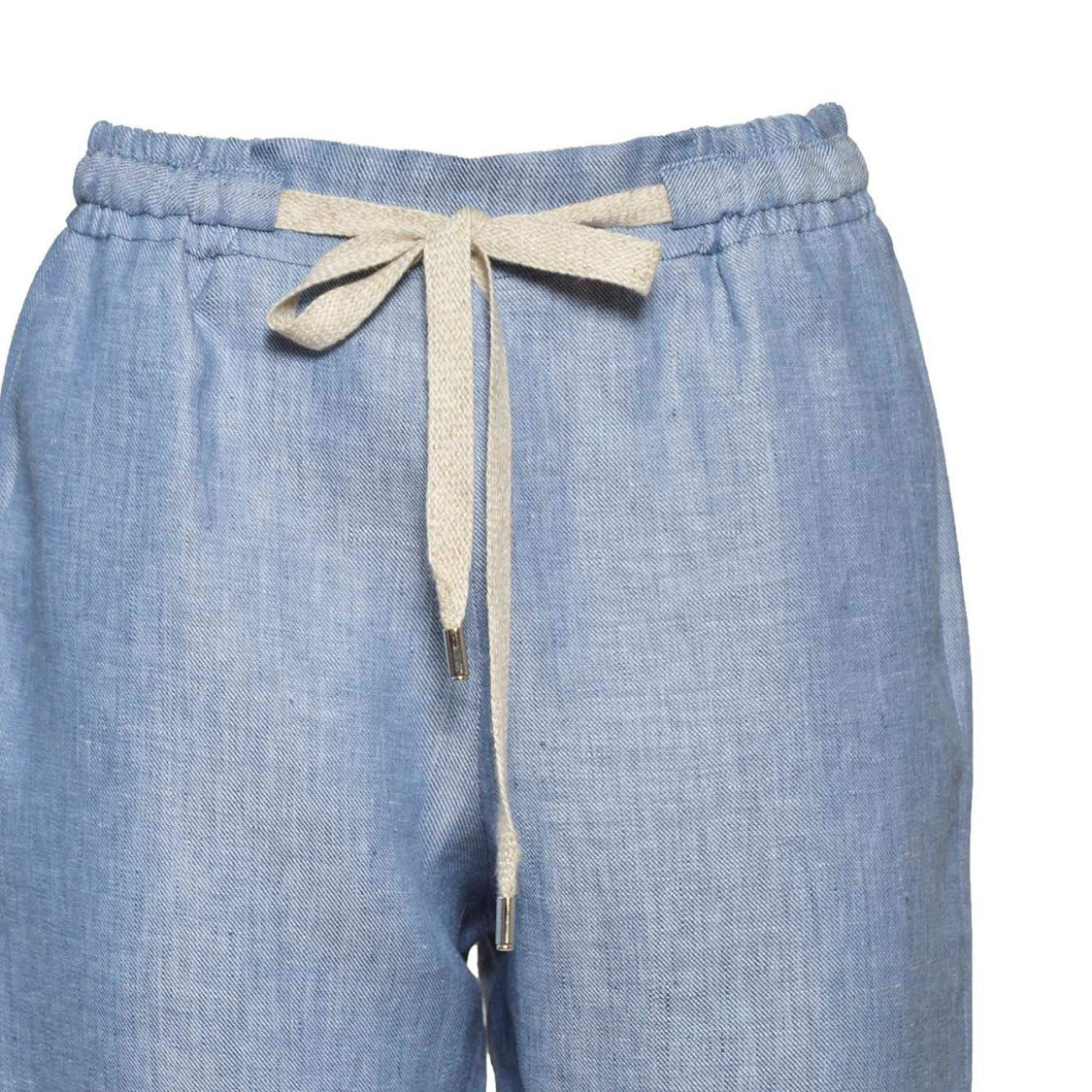 Barba Joke Straight Trousers In Light Blue Linen