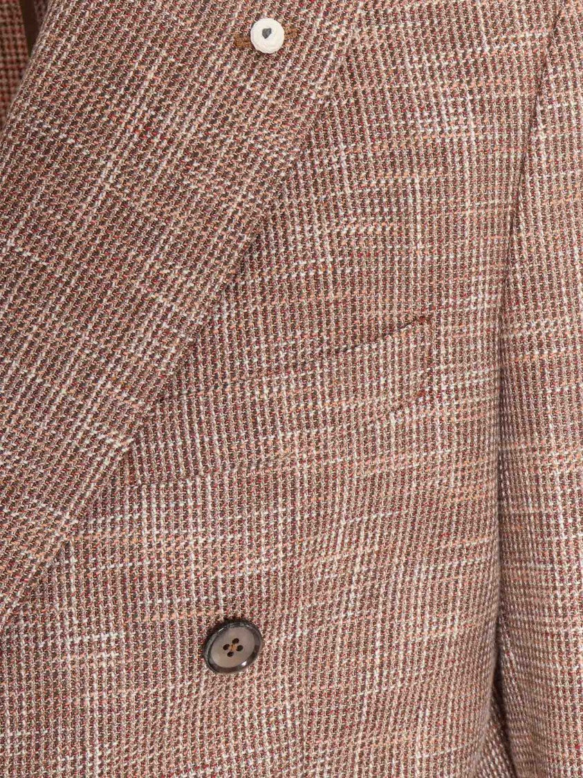 Brando-Lubiam Textured Double-Breasted Jacket With Tailored Fit