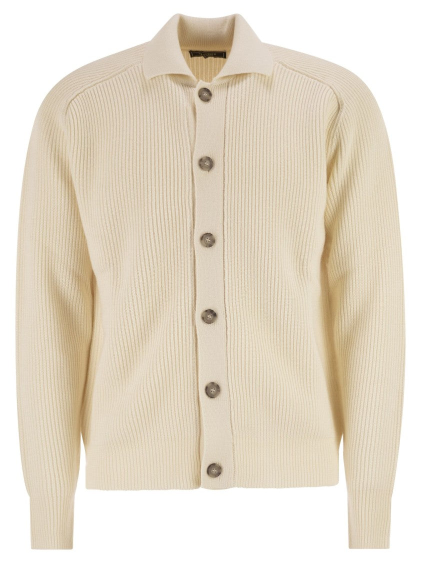 Peserico English Ribbed Wool Cardigan