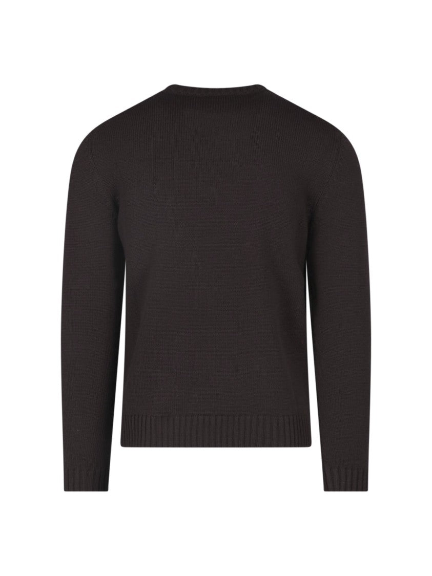 Zanone Brown Virgin Wool Ribbed Crewneck Sweater