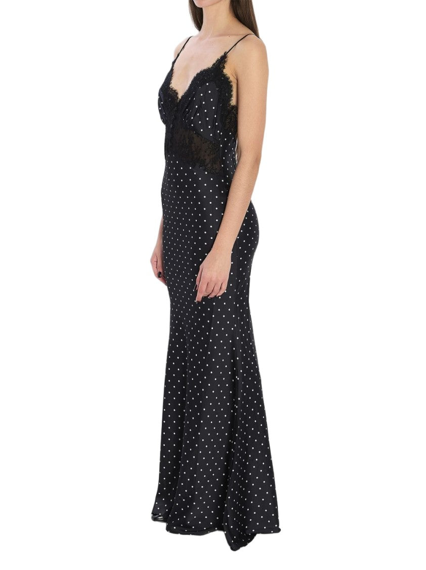 Self-Portrait Long Black And White Polka Dot Dress