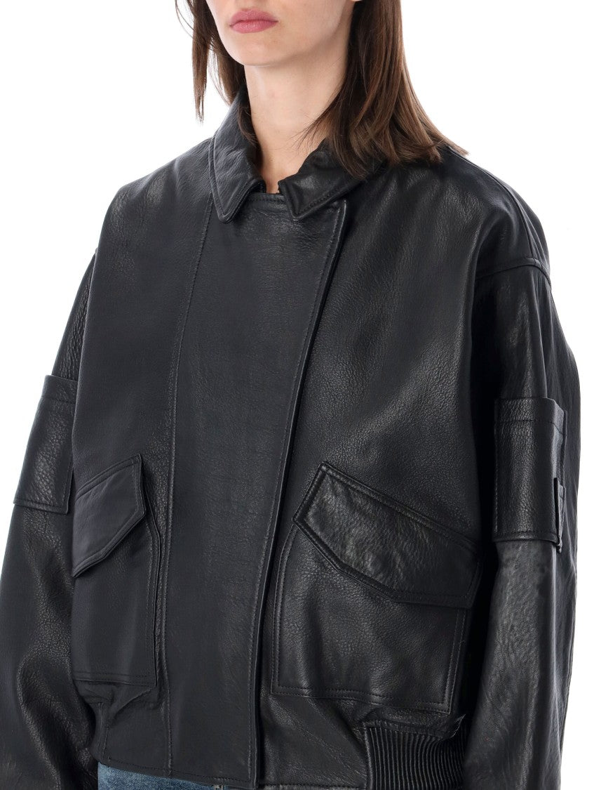 Sword Suede Boxy Oversized Bomber Jacket