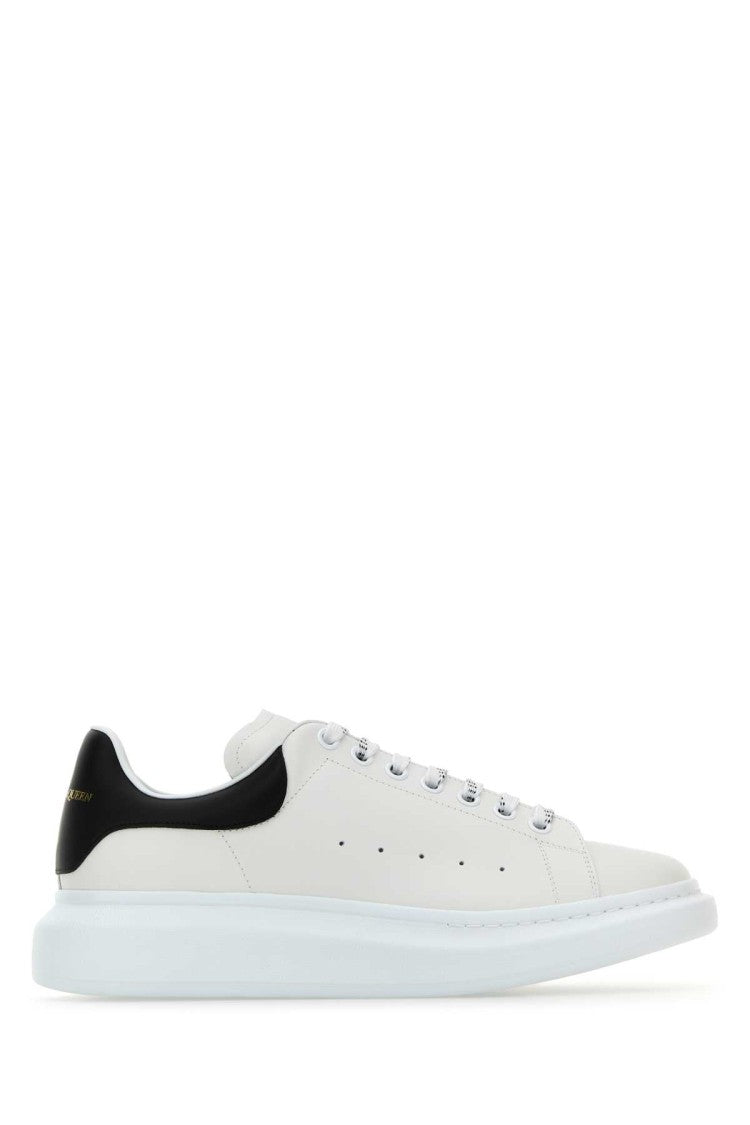 Alexander Mcqueen White Leather Sneakers With Black Leather Heel