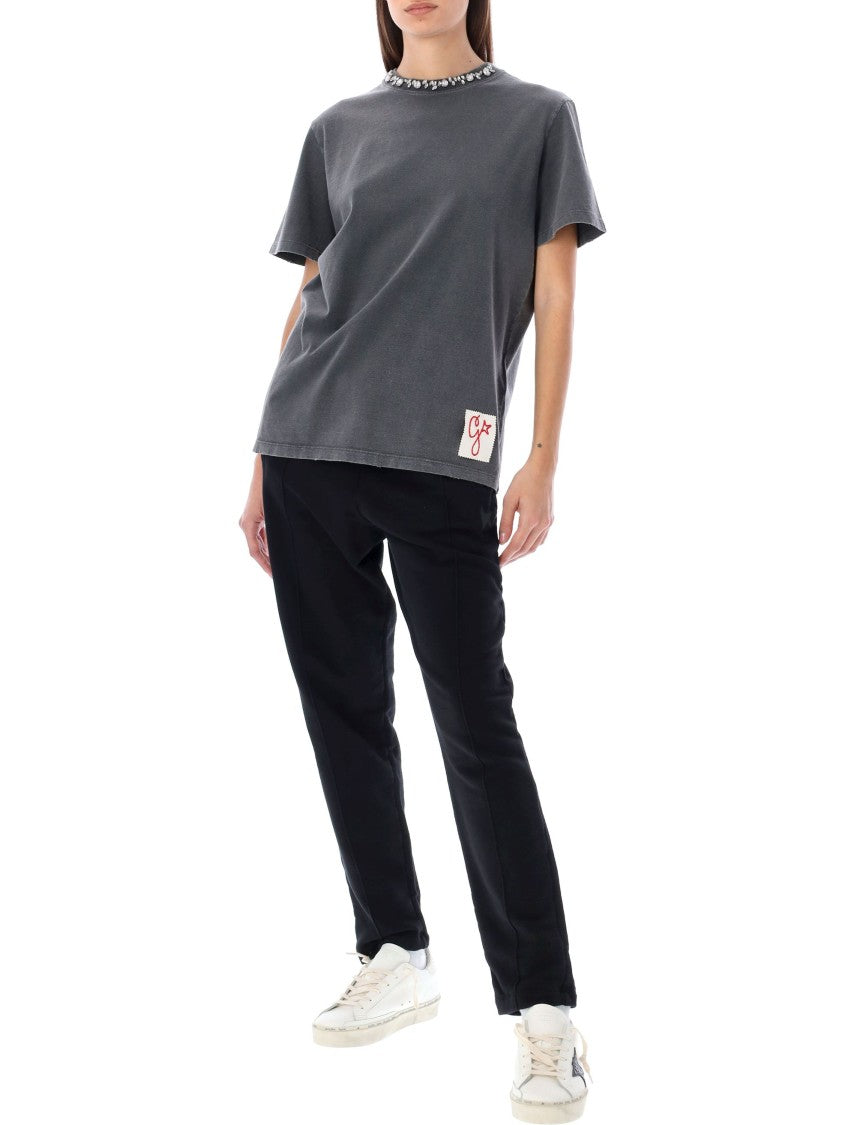 Golden Goose Dark Grey Strass Collar T-Shirt