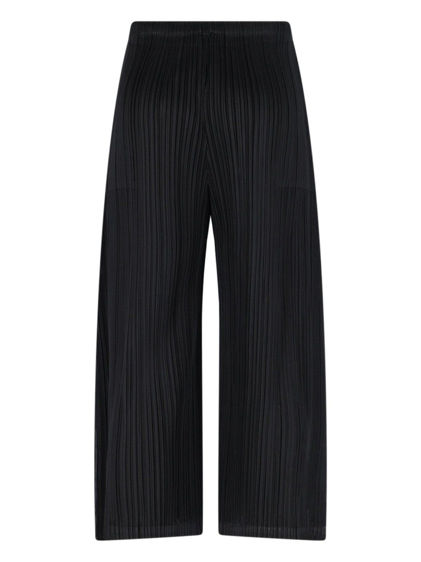 Pleats Please Wide-Leg Pleated Pants With Subtle Sheen